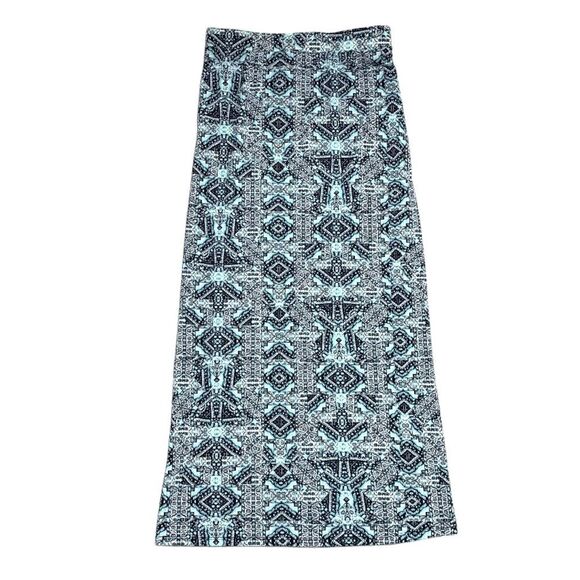 Skirt Blue White Damask Tribal Pattern Maxi Women’s Medium Boho Gypsy Flowy - Picture 1 of 7